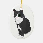 Tuxedo Cat Keramisch Ornament (Voorkant)