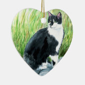 Tuxedo Cat Keramisch Ornament (Rechts)