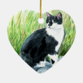 Tuxedo Cat Keramisch Ornament (Achterkant)