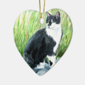 Tuxedo Cat Keramisch Ornament (Links)