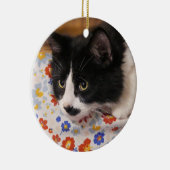 Tuxedo Cat Keramisch Ornament (Rechts)