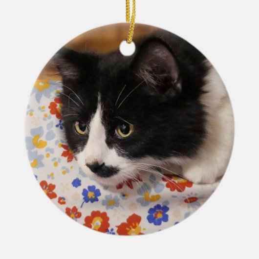 Tuxedo Cat Keramisch Ornament (Voorkant)