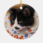 Tuxedo Cat Keramisch Ornament (Achterkant)
