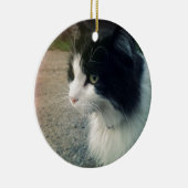 Tuxedo Cat Keramisch Ornament (Rechts)