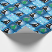 Tuxedo Cat Kerstblauw Cadeaupapier (Hoek)