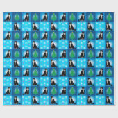 Tuxedo Cat Kerstblauw Cadeaupapier (Vlak)