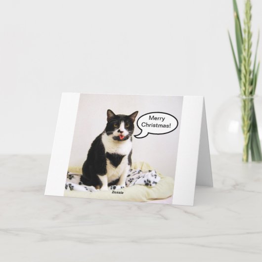 Tuxedo Cat kerstHumor Kaart (Achterkant)