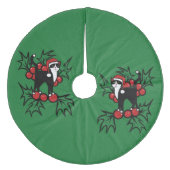 Tuxedo Cat Kerstmis Fleece Kerstboom Rok (Voorkant)