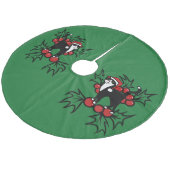 Tuxedo Cat Kerstmis Fleece Kerstboom Rok (Gekanteld)