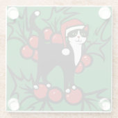 Tuxedo Cat Kerstmis Glazen Onderzetter (Achterkant)