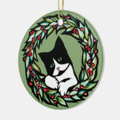 Tuxedo Cat Kerstmis Jule Holiday Cats Catmas Art Keramisch Ornament (Links)