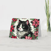 Tuxedo Cat Kerstmis Kaart (Voorkant)