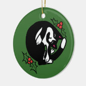 Tuxedo Cat Kerstmis Keramisch Ornament (Links)