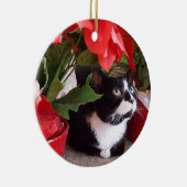 Tuxedo Cat kerstversiering Keramisch Ornament (Rechts)