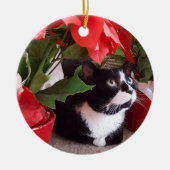 Tuxedo Cat kerstversiering Keramisch Ornament (Voorkant)