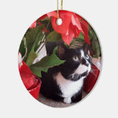 Tuxedo Cat kerstversiering Keramisch Ornament (Links)