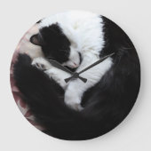 Tuxedo Cat Kitty Cats Black en White Caturday Grote Klok (Voorkant)