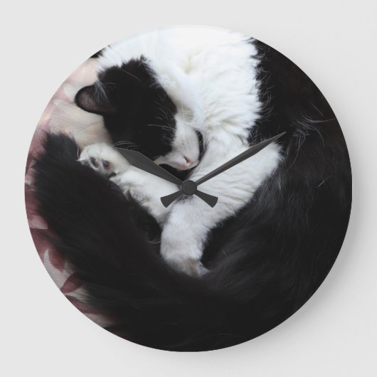 Tuxedo Cat Kitty Cats Black en White Caturday Grote Klok (Voorkant)