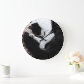 Tuxedo Cat Kitty Cats Black en White Caturday Grote Klok (Huis)