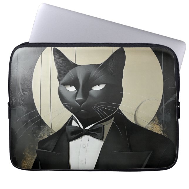 Tuxedo Cat Laptop Sleeve (Voorkant)