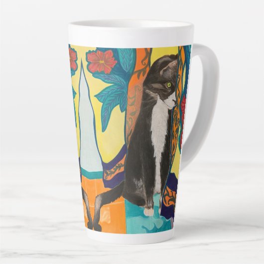 Tuxedo Cat Latte Mok (Rechterhoek)