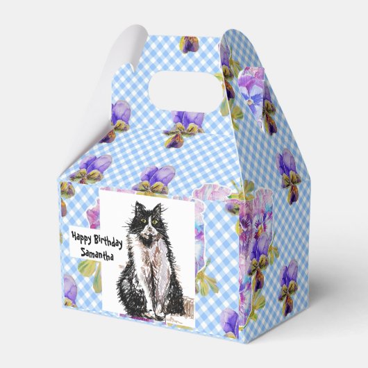 Tuxedo Cat Love You Black and White Cats Cake Bedankdoosjes (Voorkant Zijde)