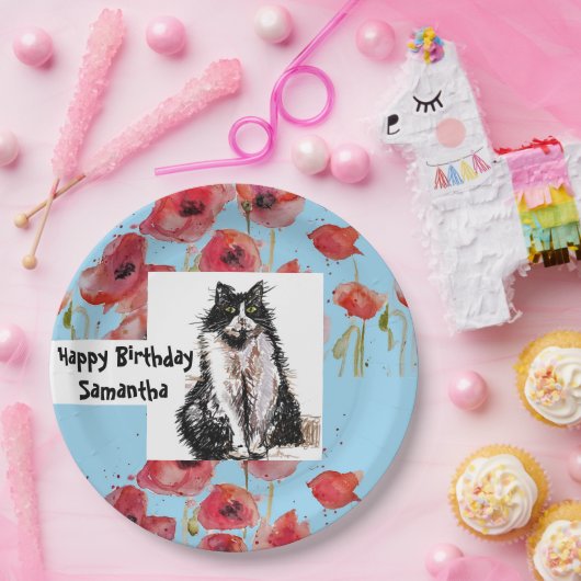 Tuxedo Cat Love You Black and White Cats Girls Papieren Bordje (Feest)