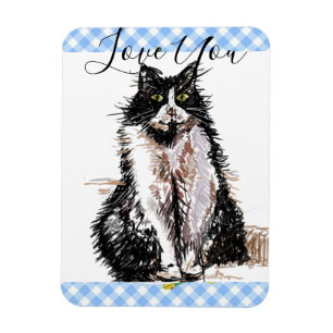 Tuxedo Cat Love You Black and White Cats Magneet