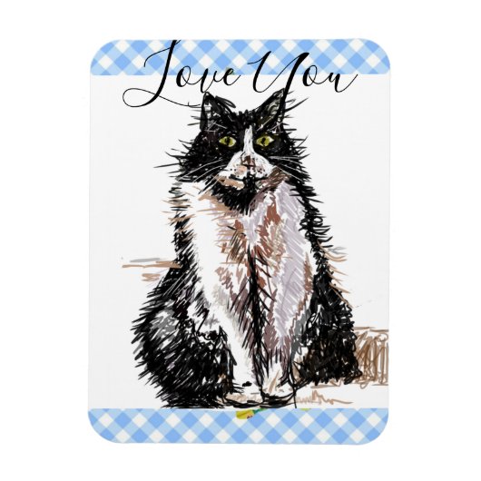 Tuxedo Cat Love You Black and White Cats Magneet (Verticaal)