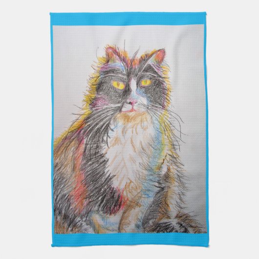 Tuxedo Cat Love You Womans Art Tea Towel Theedoek (Verticaal)