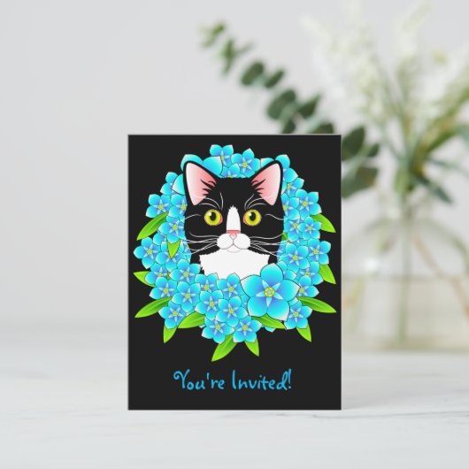 Tuxedo Cat Lover's Kat voor Uitnodiging (Staand voorkant)