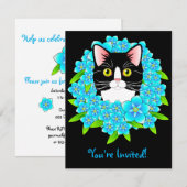 Tuxedo Cat Lover's  Kat voor Uitnodiging (Voorkant / Achterkant)