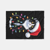 Tuxedo Cat Meow Santa Tuxie Christmas Tree Fleece Deken (Voorkant (Horizontaal))