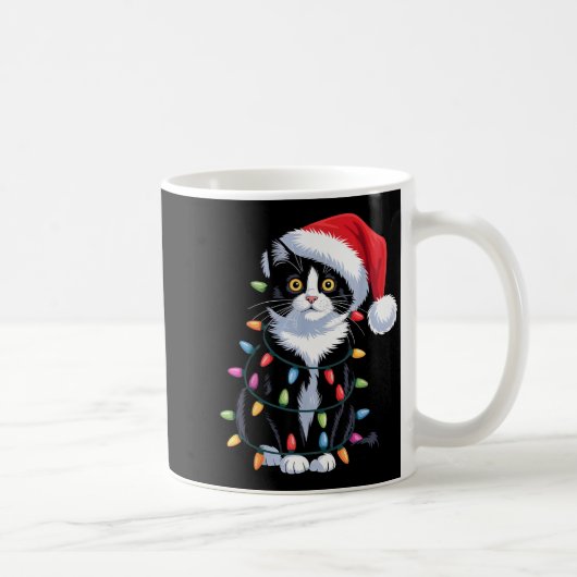 Tuxedo Cat Meow Santa Tuxie Christmas Tree  Koffiemok (Rechts)