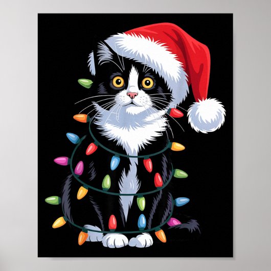 Tuxedo Cat Meow Santa Tuxie Christmas Tree Poster (Voorkant)