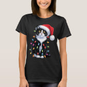 Tuxedo Cat Meow Santa Tuxie Christmas Tree T-shirt (Voorkant)