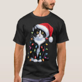 Tuxedo Cat Meow Santa Tuxie Christmas Tree T-shirt (Voorkant)