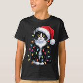 Tuxedo Cat Meow Santa Tuxie Christmas Tree T-shirt (Voorkant)