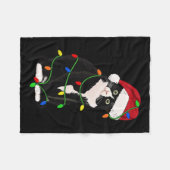 Tuxedo Cat Meow Santa Tuxie kerstboomverlichting Fleece Deken (Voorkant (Horizontaal))