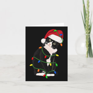 Tuxedo Cat Meow Santa Tuxie kerstboomverlichting Kaart