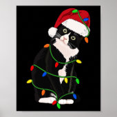 Tuxedo Cat Meow Santa Tuxie kerstboomverlichting Poster (Voorkant)