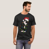Tuxedo Cat Meow Santa Tuxie kerstboomverlichting T-shirt (Voorkant volledig)