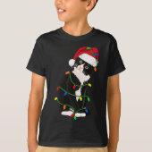Tuxedo Cat Meow Santa Tuxie kerstboomverlichting T-shirt (Voorkant)