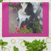 Tuxedo Cat Merry Catsmus Pink Christmas Cats Theedoek (Gevouwen)