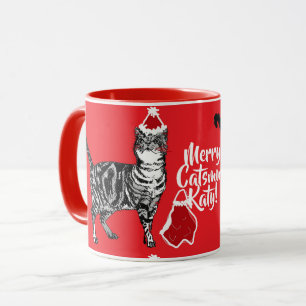 Tuxedo Cat Merry Catsmus Red Kerstmis Mok