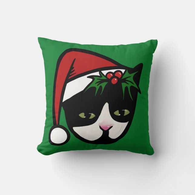 Tuxedo Cat Merry kerst Kussen (Voorkant)