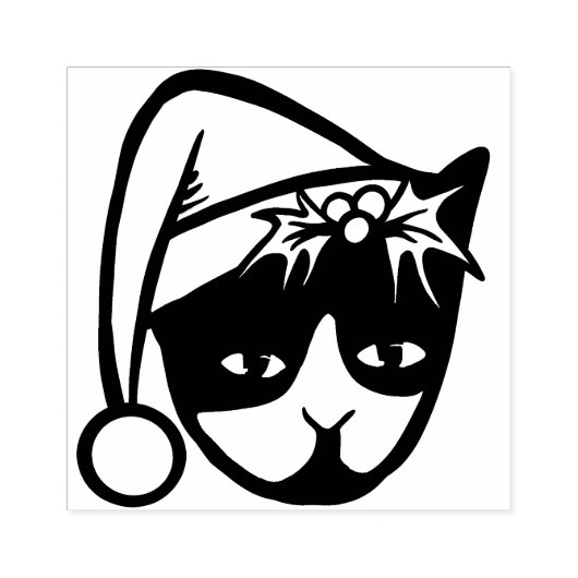 Tuxedo Cat Merry kerst Rubberstempel (Afrduk)