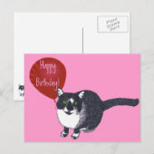 Tuxedo Cat met Balloon Happy Birthday Briefkaarten (Voorkant / Achterkant)
