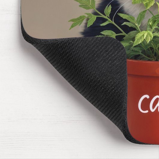 Tuxedo Cat met Catnip Plant Muismat (Hoek)