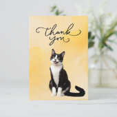 Tuxedo Cat met Dank u woord waterverf Bedankkaart (Staand voorkant)